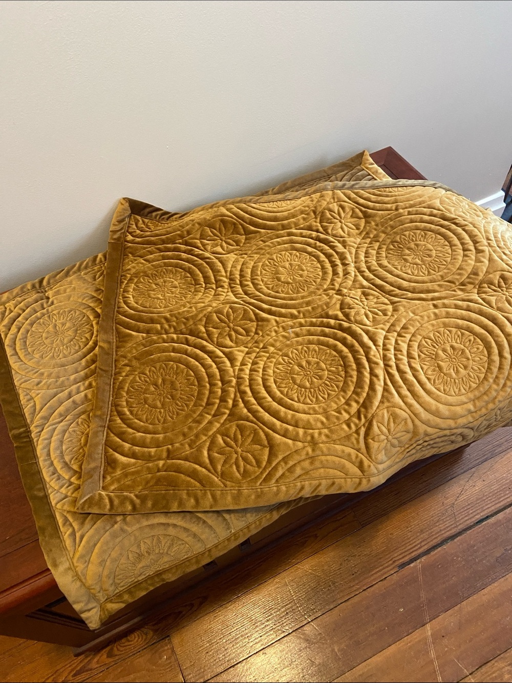 Camel Velvet Quilted Pillow Cases (set of 2)